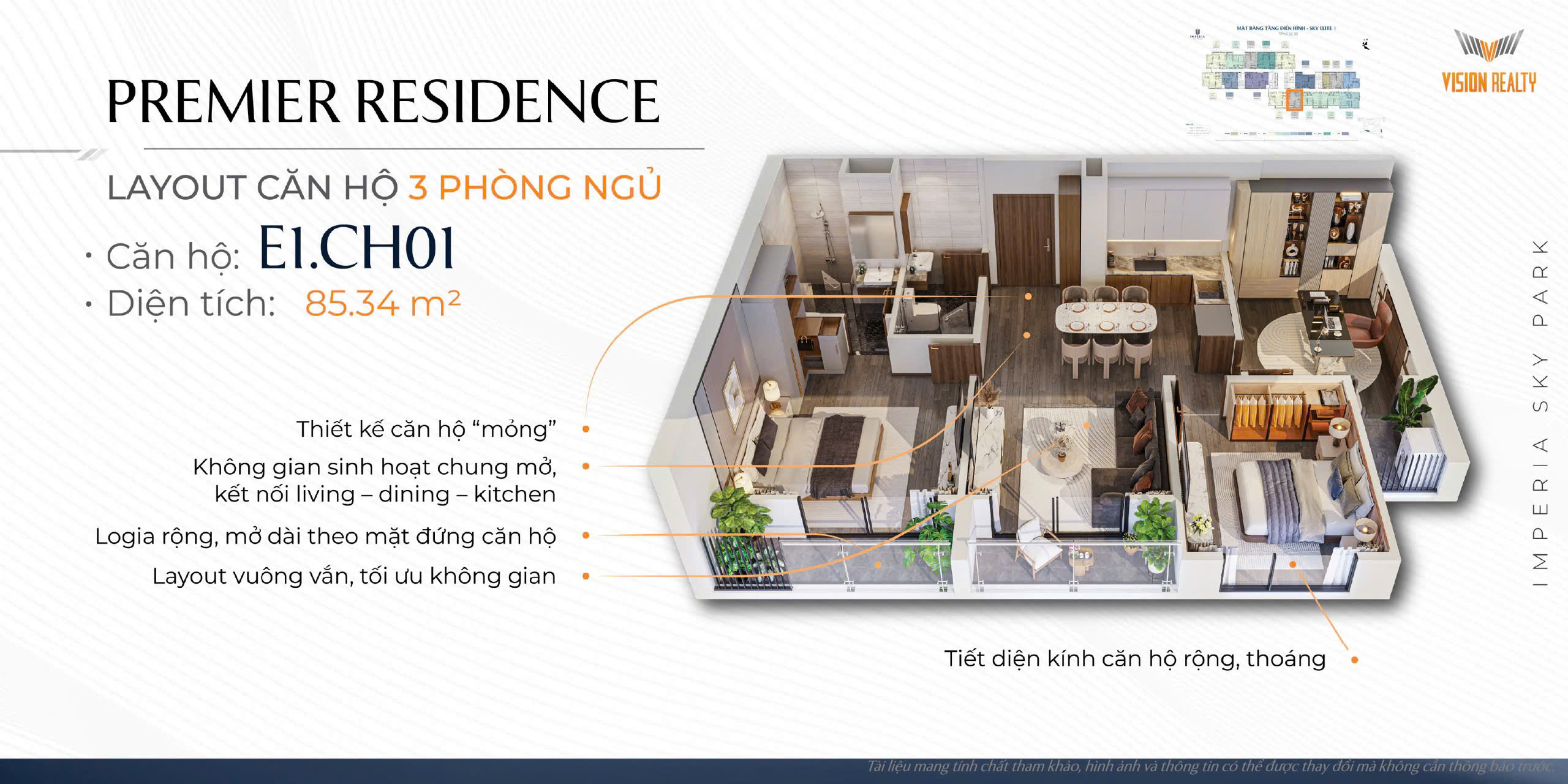 Layout căn hộ 3PN Imperia Sensa Park